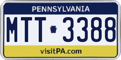 PA license plate MTT3388