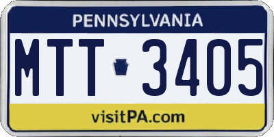 PA license plate MTT3405