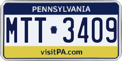 PA license plate MTT3409