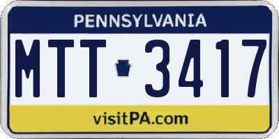 PA license plate MTT3417