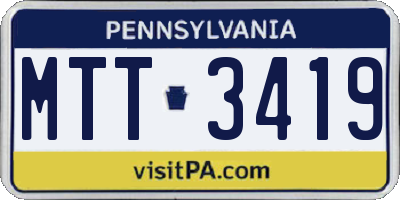 PA license plate MTT3419