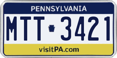PA license plate MTT3421
