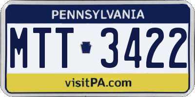 PA license plate MTT3422