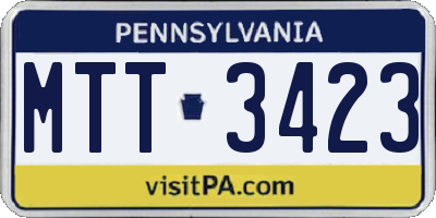 PA license plate MTT3423