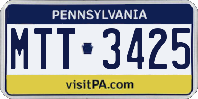 PA license plate MTT3425