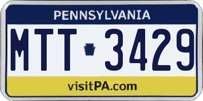 PA license plate MTT3429