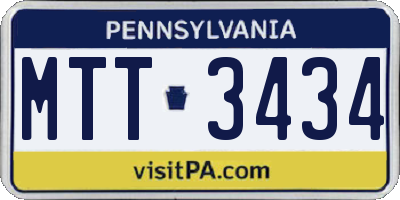 PA license plate MTT3434