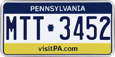 PA license plate MTT3452
