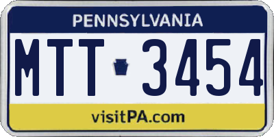 PA license plate MTT3454