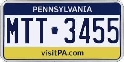 PA license plate MTT3455