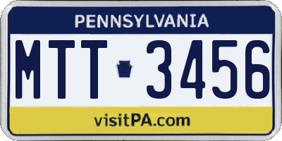 PA license plate MTT3456