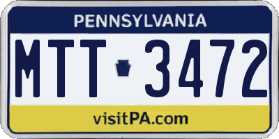 PA license plate MTT3472