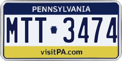 PA license plate MTT3474