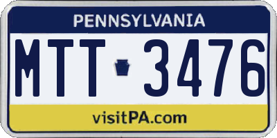 PA license plate MTT3476