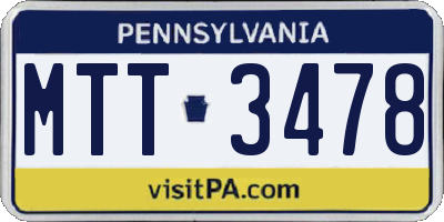 PA license plate MTT3478