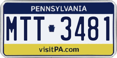 PA license plate MTT3481