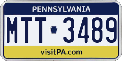PA license plate MTT3489