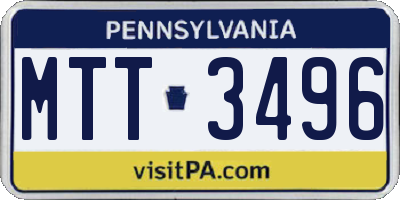 PA license plate MTT3496