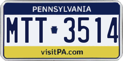 PA license plate MTT3514