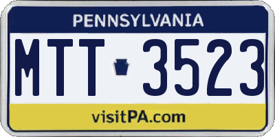 PA license plate MTT3523