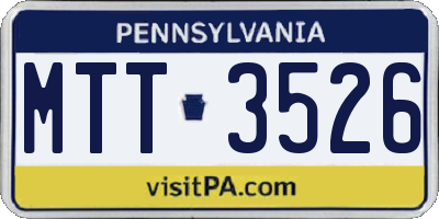 PA license plate MTT3526