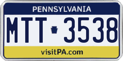 PA license plate MTT3538
