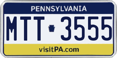 PA license plate MTT3555