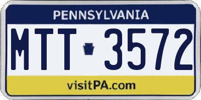 PA license plate MTT3572