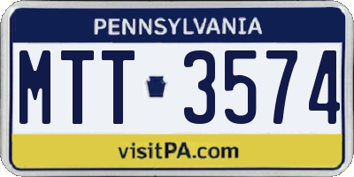 PA license plate MTT3574
