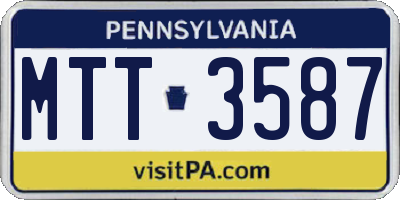PA license plate MTT3587