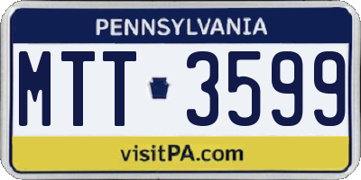 PA license plate MTT3599