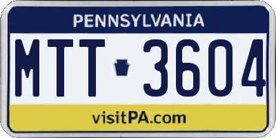 PA license plate MTT3604