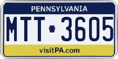 PA license plate MTT3605
