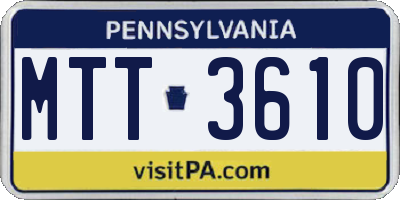 PA license plate MTT3610
