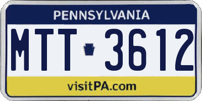 PA license plate MTT3612