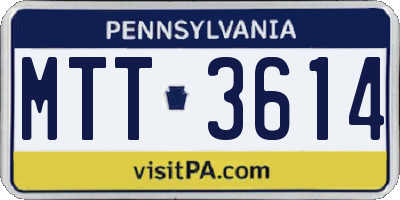 PA license plate MTT3614