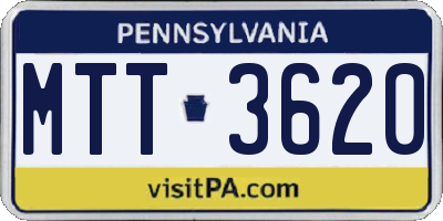 PA license plate MTT3620