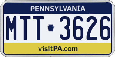 PA license plate MTT3626