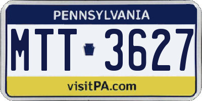 PA license plate MTT3627