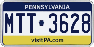 PA license plate MTT3628