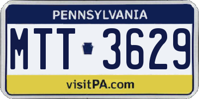 PA license plate MTT3629