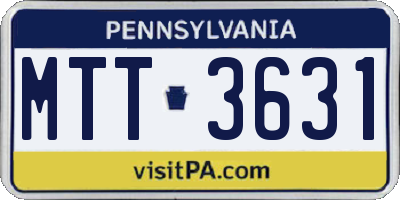 PA license plate MTT3631
