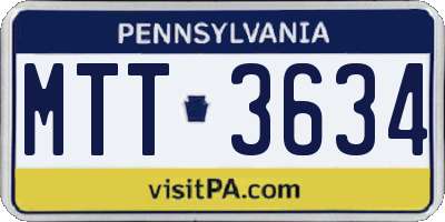 PA license plate MTT3634