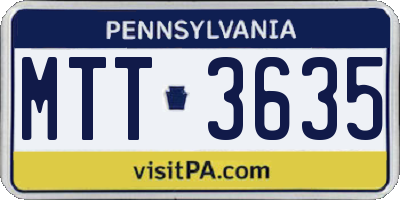 PA license plate MTT3635