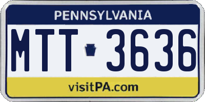 PA license plate MTT3636