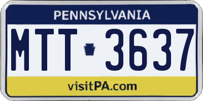 PA license plate MTT3637