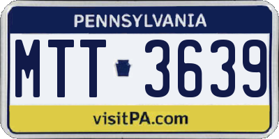 PA license plate MTT3639