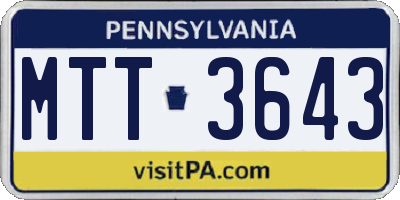 PA license plate MTT3643