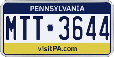 PA license plate MTT3644