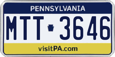 PA license plate MTT3646